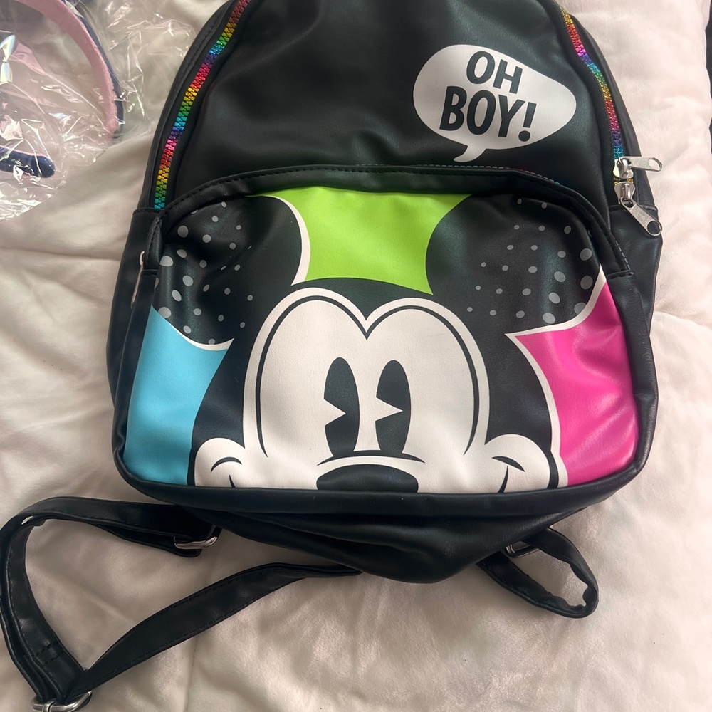 Mickey Mouse Black and Multicolor Character Backpack
